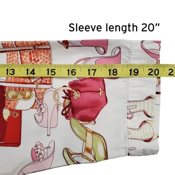 The Cat's Pajamas Novelty Print Top Shoes & Handbags Motif 100% Cotton Size S - Picture 11 of 12